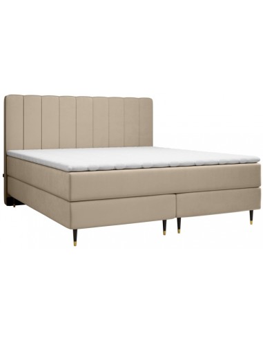 Kobbe kontinentalseng med sengegavl 160 x 200 cm med 7 komfortzoner - Sort/Guld/Guldbeige