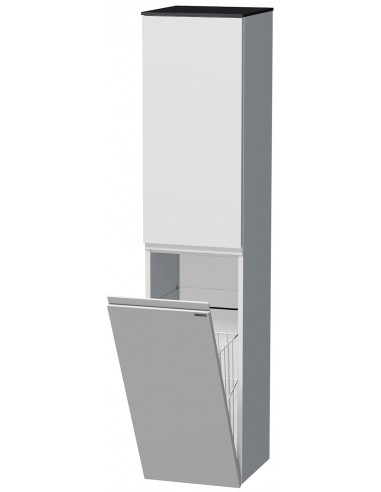 TARA Venstrevendt skab med tøjkurv til badeværelse H161 cm MDF - Sort/Mat hvid