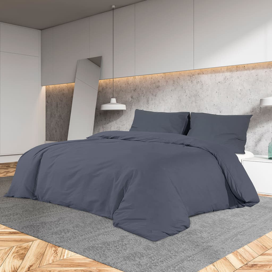 vidaXL sengetøj 200x220 cm bomuld antracitgrå
