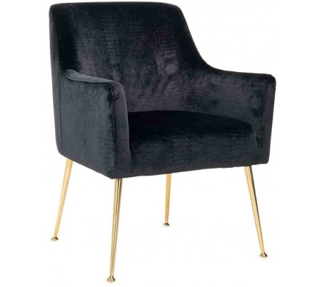Harper spisebordsstol i velour H87 cm - Børstet guld/Sort kroko