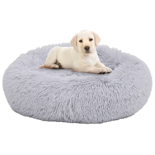 vidaXL vaskbar hunde- og kattepude 90x90x16 cm plys lysegrå