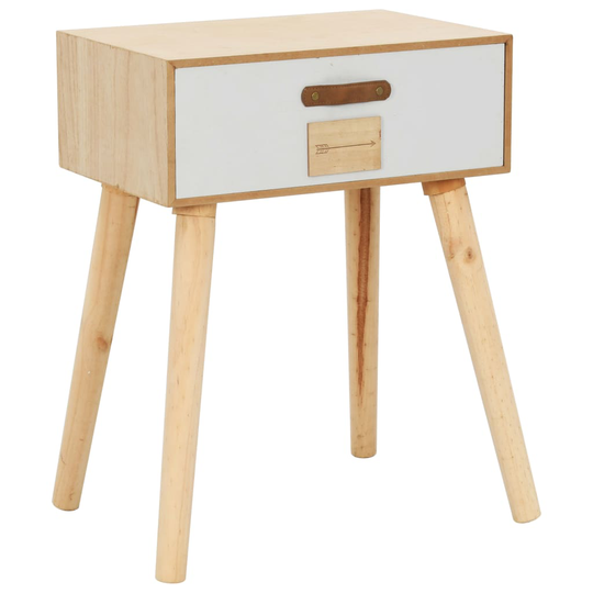 vidaXL sengebord med skuffe 44 x 30 x 58,5 cm massivt fyrretræ