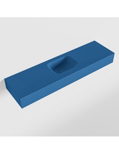 LEX væghængt håndvask 110 x 30 cm Solid surface - Jeansblå