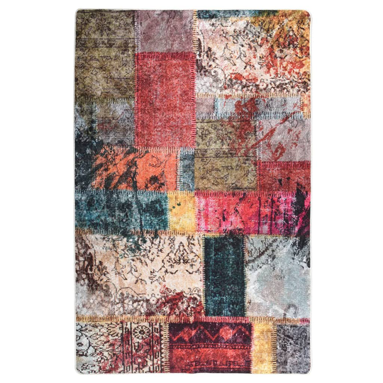 vidaXL gulvtæppe 80x150 cm skridsikkert og vaskbart patchworkdesign