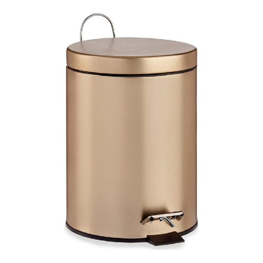 Papirkurv med pedal Gylden Metal Plastik 3 L (17 x 25,8 x 22,5 cm)