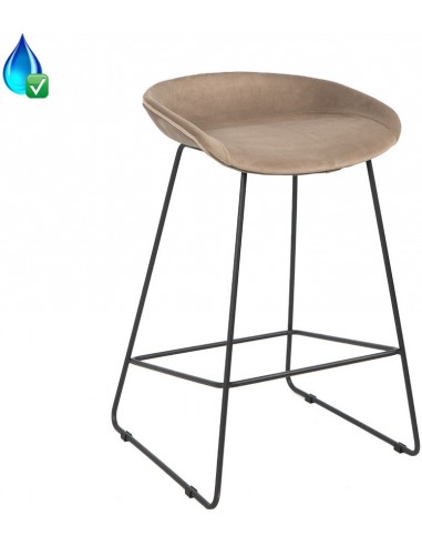 Oslo Barstol i velour H66 cm - Sort/Taupe