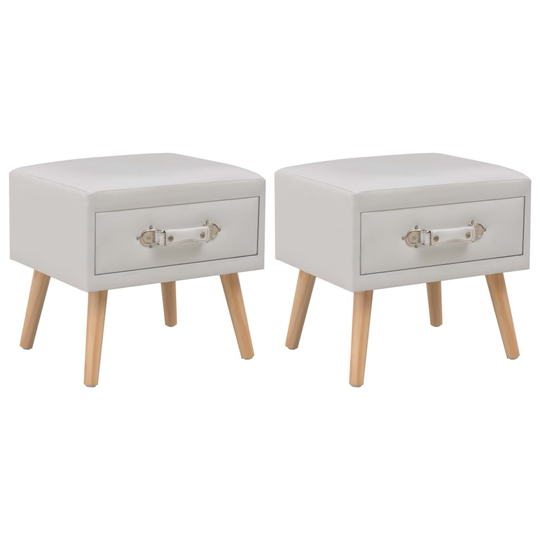 vidaXL sengeskabe 2 stk. 40 x 35 x 40 cm kunstlæder hvid