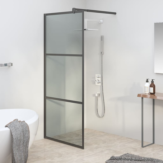vidaXL brusevæg 90x195 cm mørkt sikkerhedsglas sort