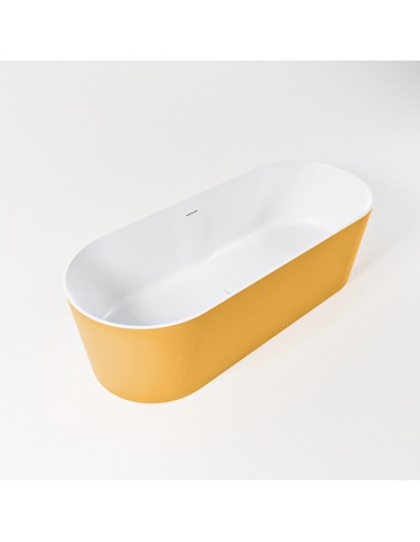 NOBLE fritstående badekar 180 x 75 cm Solid surface - Talkum/Okker