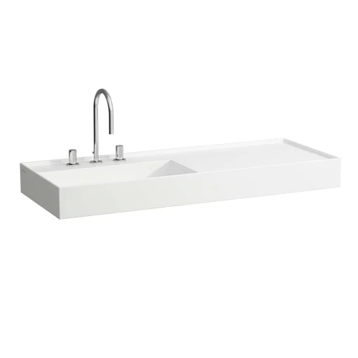 Kartell Laufen håndvask, 120x46 cm, hylde til højre, hvid