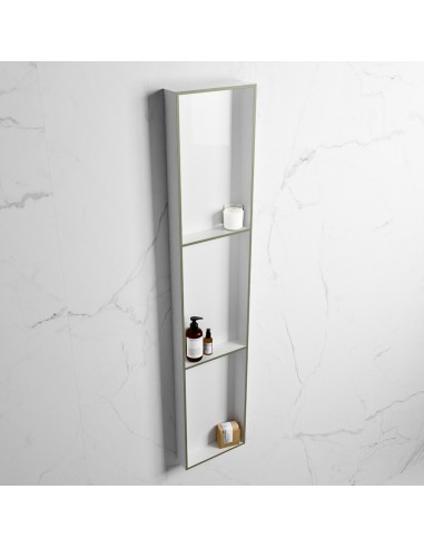 EASY hylde til badeværelset 149,5 x 29,5 cm Solid surface - Talkum/Armygrøn