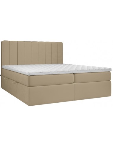 Skyfall kontinentalseng med opbevaring og sengegavl 160 x 200 cm med 7 komfortzoner - Guldbeige