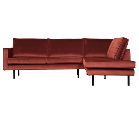 Rodeo Hjørnesofa højrevendt i velour 266 x 213 cm - Kastanje