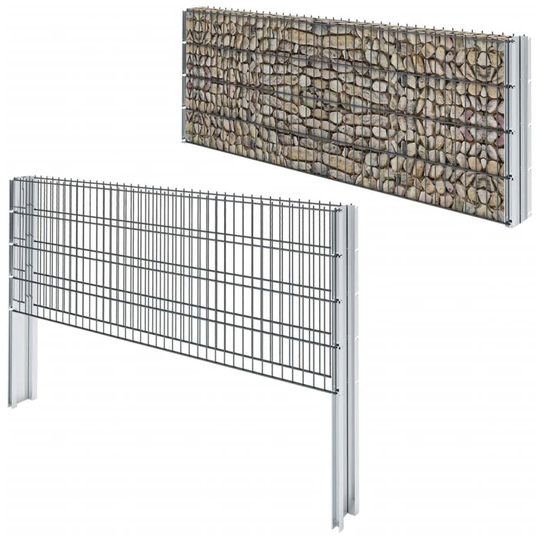 vidaXL 2D gabionhegn galvaniseret stål 2,008x0,83 m 16 m grå