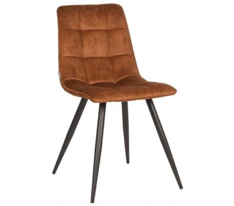 Jelt spisesbordsstol i velour og metal H85 cm - Sort/Okker