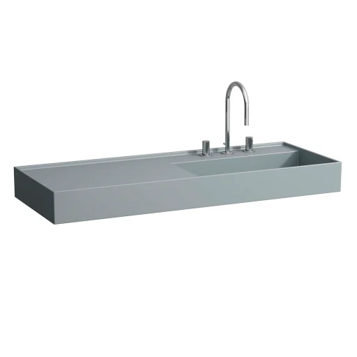 Kartell Laufen håndvask, 120x46 cm, hylde til venstre, mat grafit