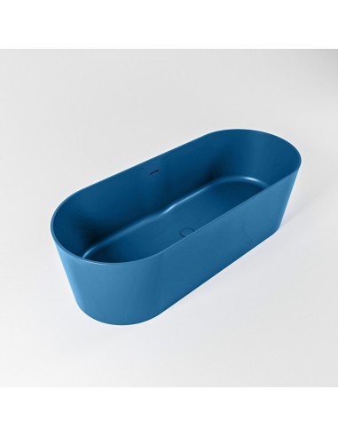 NOBLE fritstående badekar 180 x 75 cm Solid surface - Jeansblå