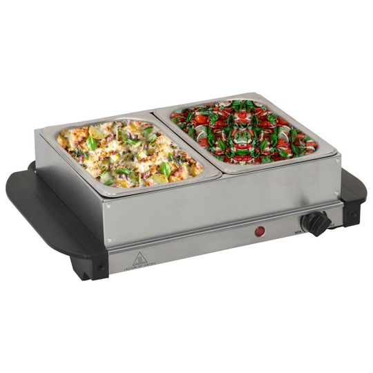 vidaXL buffetvarmer rustfrit stål 200 W 2 x 1,5 l