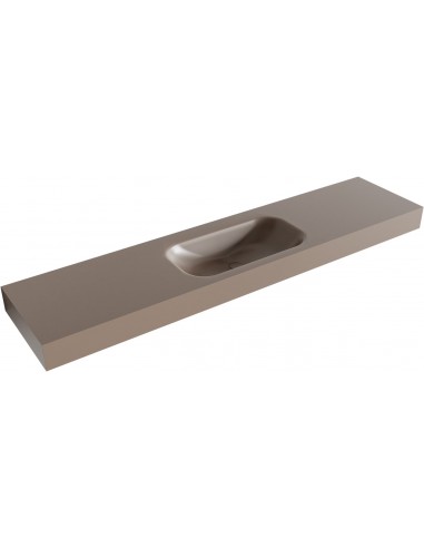 BIG SMALL væghængt håndvask 200 x 46 cm Solid surface - Røg