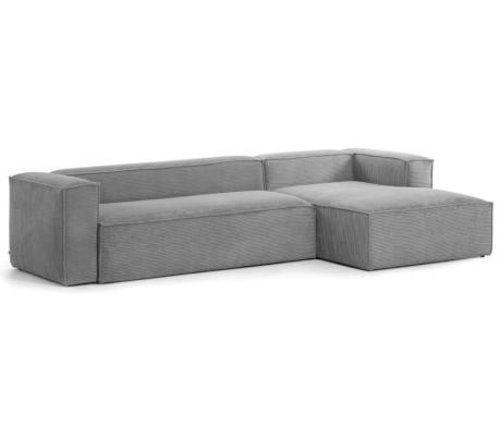 Blok højrevendt chaiselong sofa i velour ripcurl 330 x 174 cm - Grå