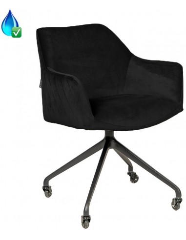 Quinn kontorstol i velour H81 cm - Sort/Sort