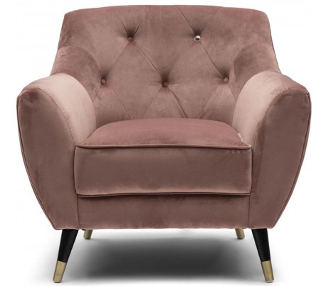 Modena Lænestol i velour B89 cm - Sort/Rosa