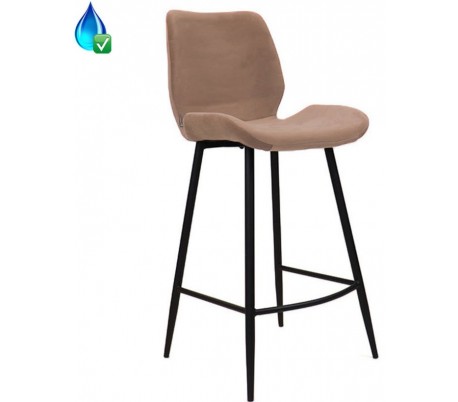 Miami Barstol i velour H112 cm - Sort/Taupe