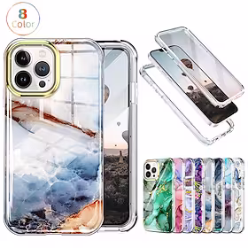 telefon Etui Til Apple Fuldt etui iPhone 14 Pro Max Plus 13 12 11 Mini X XR XS 8 7 og skærmbeskytter Belægning Helkropsbeskyttelse Marmor TPU PC