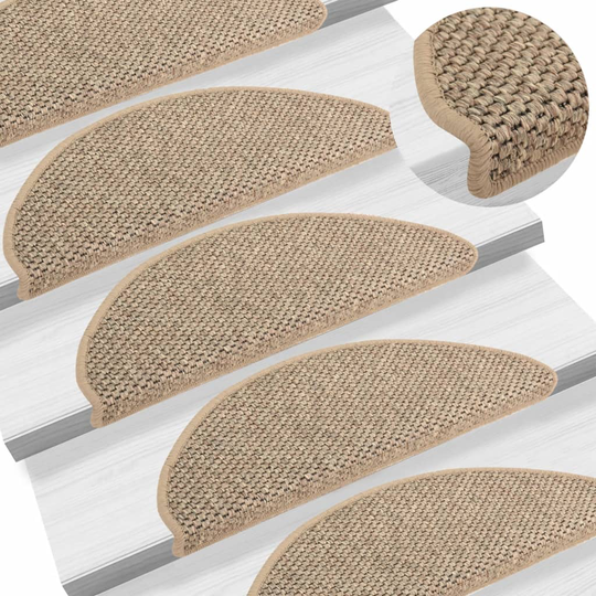 vidaXL selvklæbende trappemåtter 15 stk. 65x25 cm sisal-look mørk beige