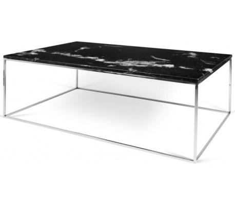 TemaHome Gleam sofabord i metal og marmor 120 x 75 cm - Krom/Sort marmor
