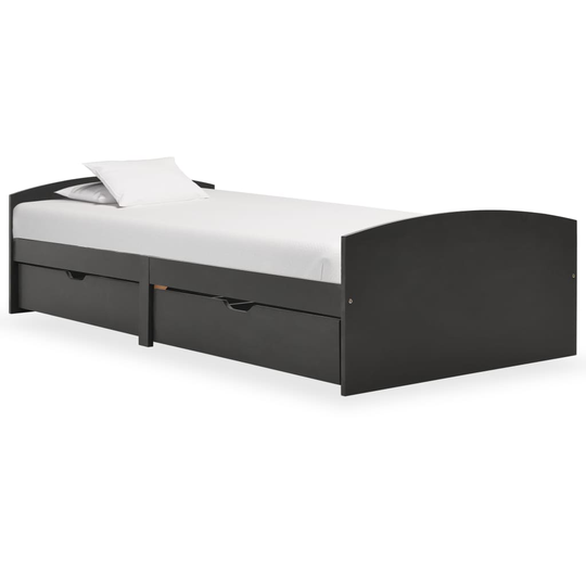 vidaXL sengestel med 2 skuffer 90x200 cm massivt fyrretræ grå