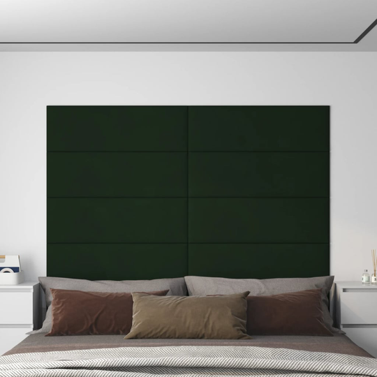 vidaXL vægpaneler 12 stk. 90x30 cm 3,24 m² fløjl mørkegrøn