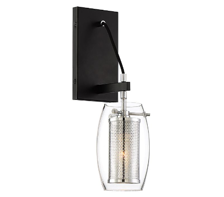 Dunbar 1 Væglampe H41 cm - Poleret krom/Mat sort/Klar