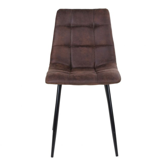 Spisebordsstol i mørkebrunt microfiber med sorte ben - 1001191