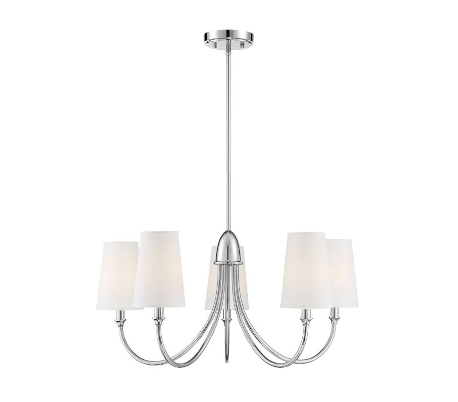 Cameron 5 Lysekrone Ø74 cm - Poleret nikkel/Hvid