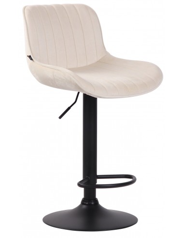 Barstol i metal og velour H86 - 108 cm - Sort/Creme