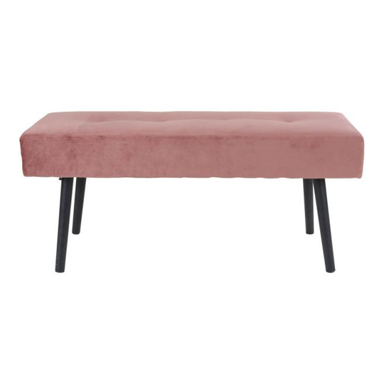 Bænk i rose velour med sorte ben HN1214 - 1401006