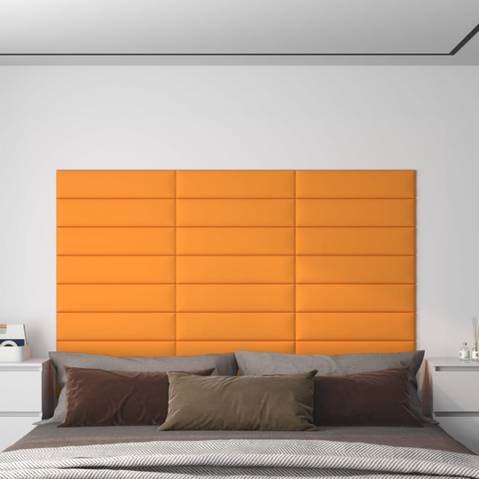 vidaXL vægpaneler 12 stk. 60x15 cm 1,08 m² stof mørkegul