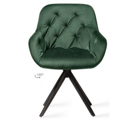 2 x Tara Rotérbare Spisebordsstole H84 cm velour - Sort/Junglegrøn