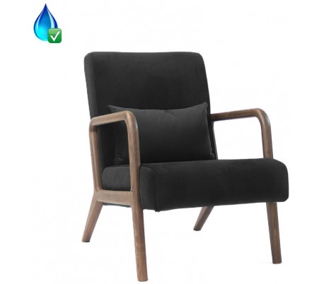 Bibi Lænestol i træ og velour H78 cm - Mørkebrun/Sort
