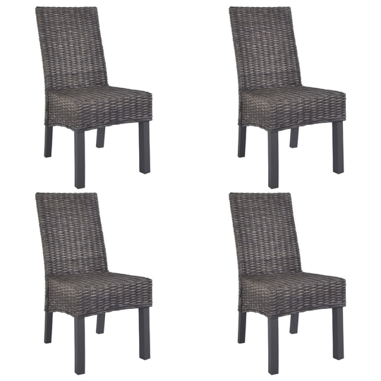 vidaXL spisebordsstole 4 stk. kubu-rattan og mangotræ brun