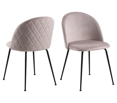 2 x Louise Spisebordsstole i velour H81 cm - Sort/Lyserød