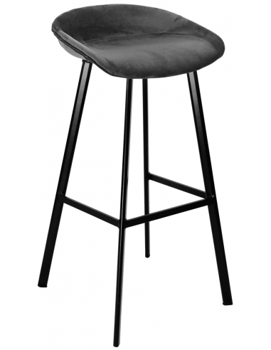 Finn barstol i velour H87 cm - Sort/Mørkegrå