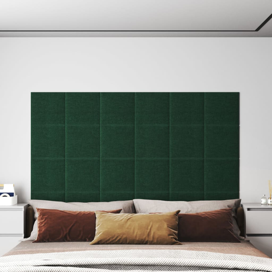 vidaXL vægpaneler 12 stk. 30x30 cm 1,08 m² stof mørkegrøn