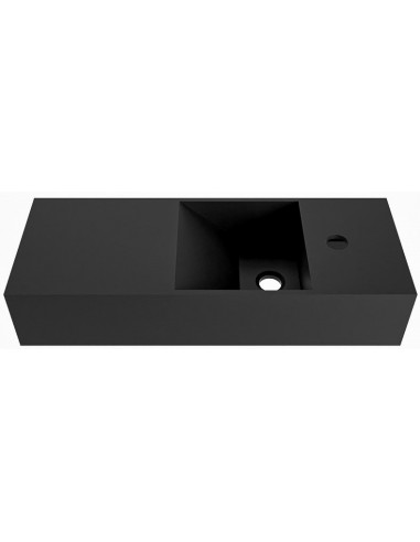 TYNE Væghængt venstrevendt håndvask 60 x 23 cm Solid surface - Sort