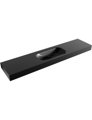 BIG SMALL væghængt håndvask 200 x 46 cm Solid surface - Sort
