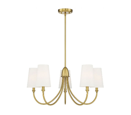 Cameron 5 Lysekrone Ø74 cm - Varm messing/Hvid