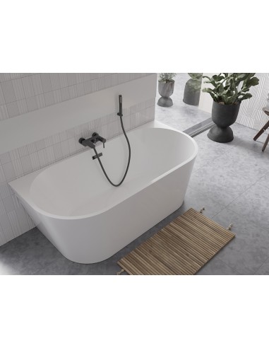 VICA Vægmonteret badekar 150 x 80 cm Akryl - Blank hvid/Mat sort