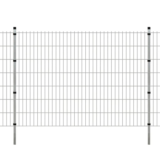 vidaXL 2D paneler og pæle til havehegn, 2.008x1.430 mm, 16 m, sølvgrå