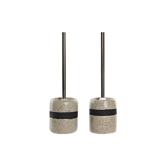 Toiletbørste DKD Home Decor Grå Beige Stentøj (10,5 x 10,5 x 36 cm) (10,5 x 10,5 x 38 cm) (2 enheder)